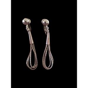 Vintage Native American Liquid Sterling Silver Drop Earrings